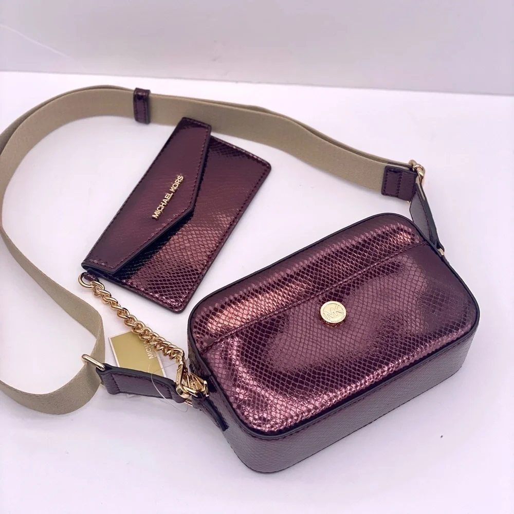 Michael Kors Maisie 2-in-1 Camera Crossbody - Oxblood Embossed Leather